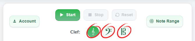 Screenshot of the Clef buttons