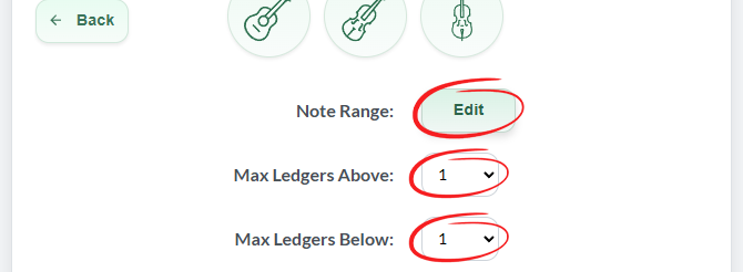 Screenshot of the Ledger Lines Controls