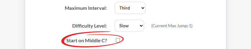 Screenshot of the Middle C Checkbox
